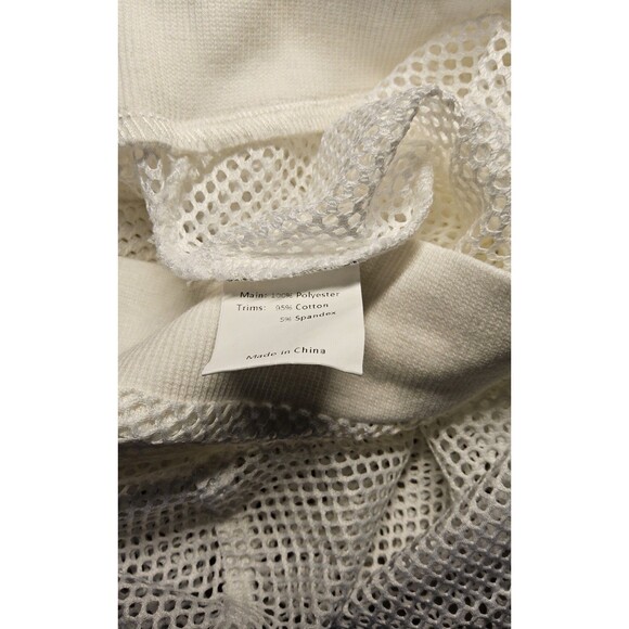 NWOT Size Large Allegra K Bomber White Mesh Design Bomber Jacket - Picture 8 of 10